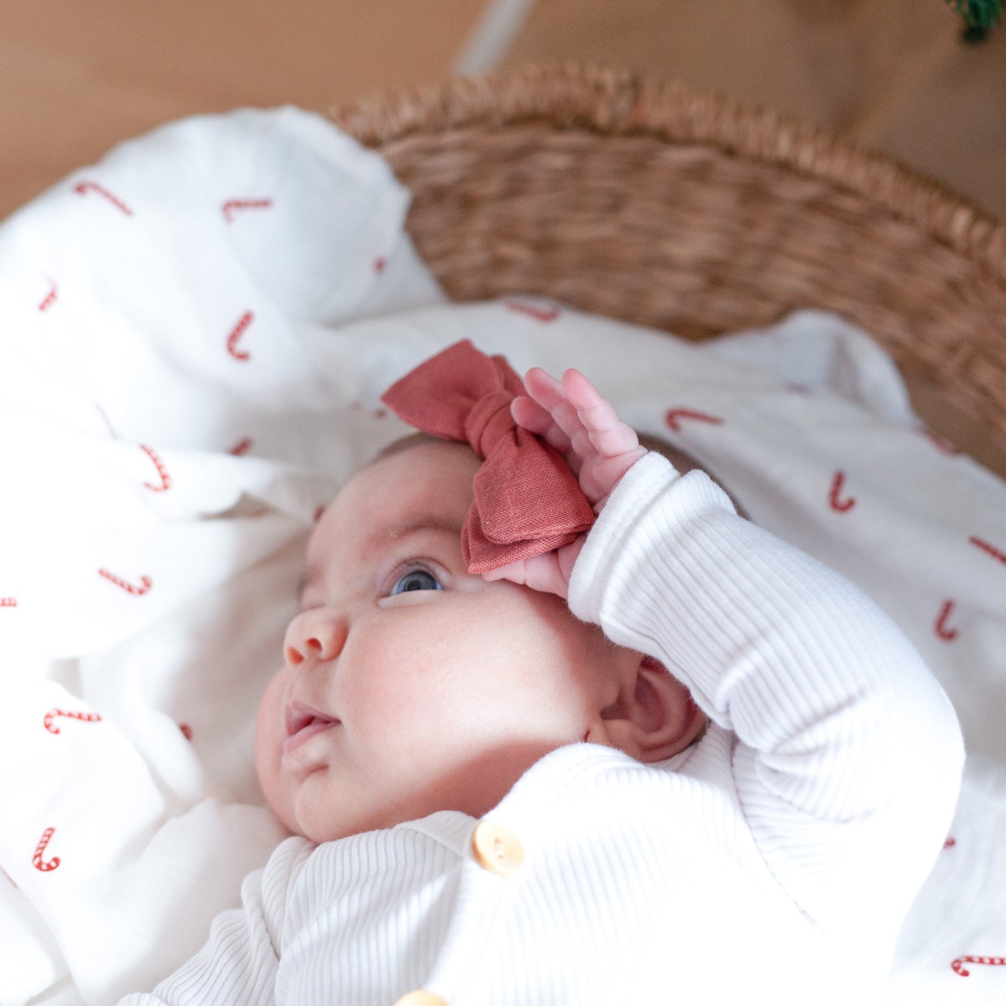 Organic Cotton + Bamboo Swaddle - Candy Cane