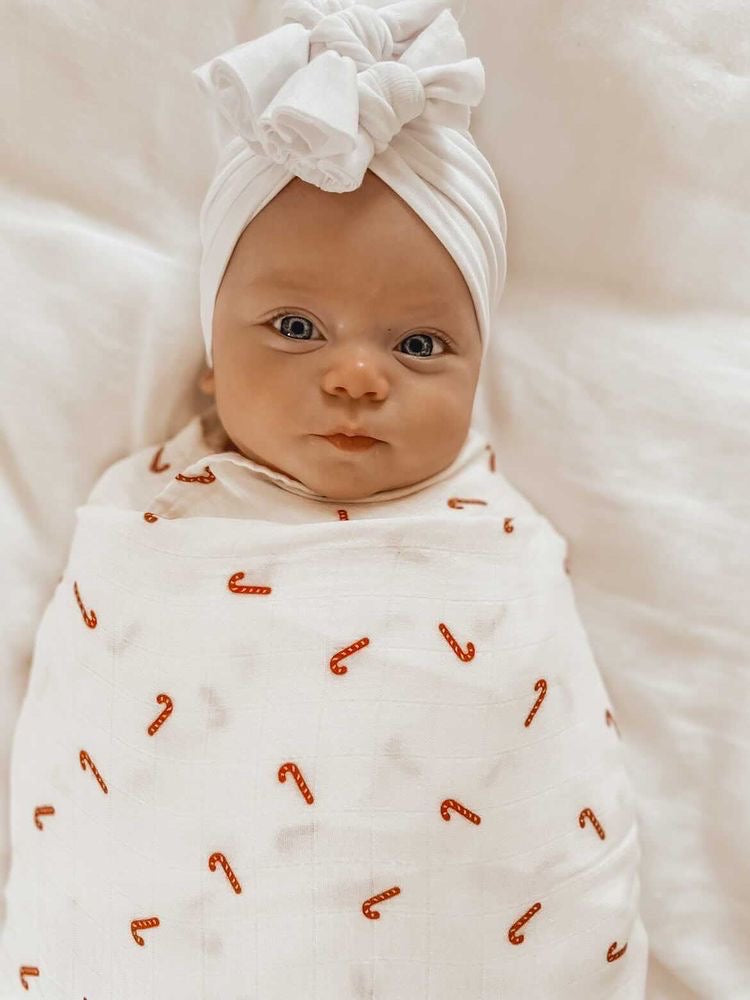 Organic Cotton + Bamboo Swaddle - Candy Cane