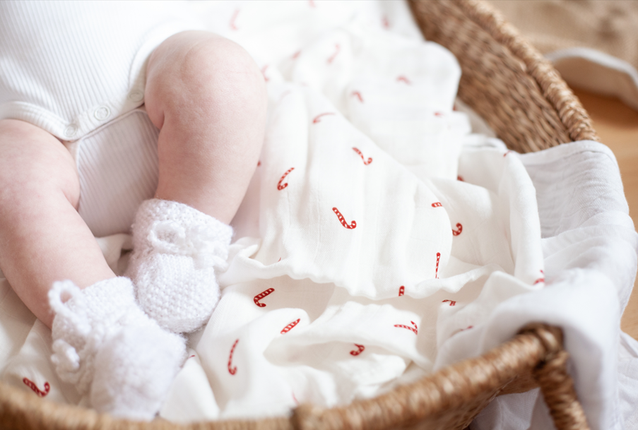 Organic Cotton + Bamboo Swaddle - Candy Cane