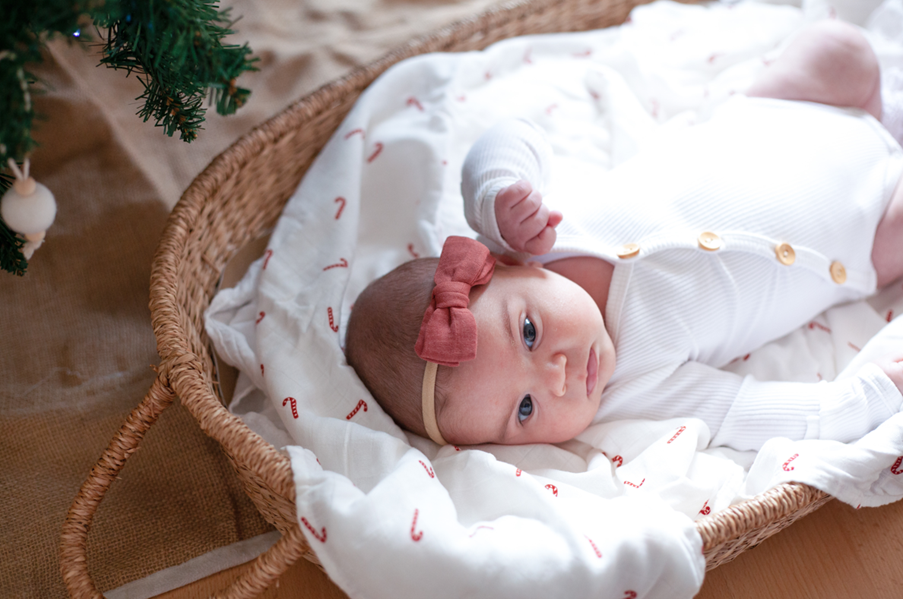 Organic Cotton + Bamboo Swaddle - Candy Cane